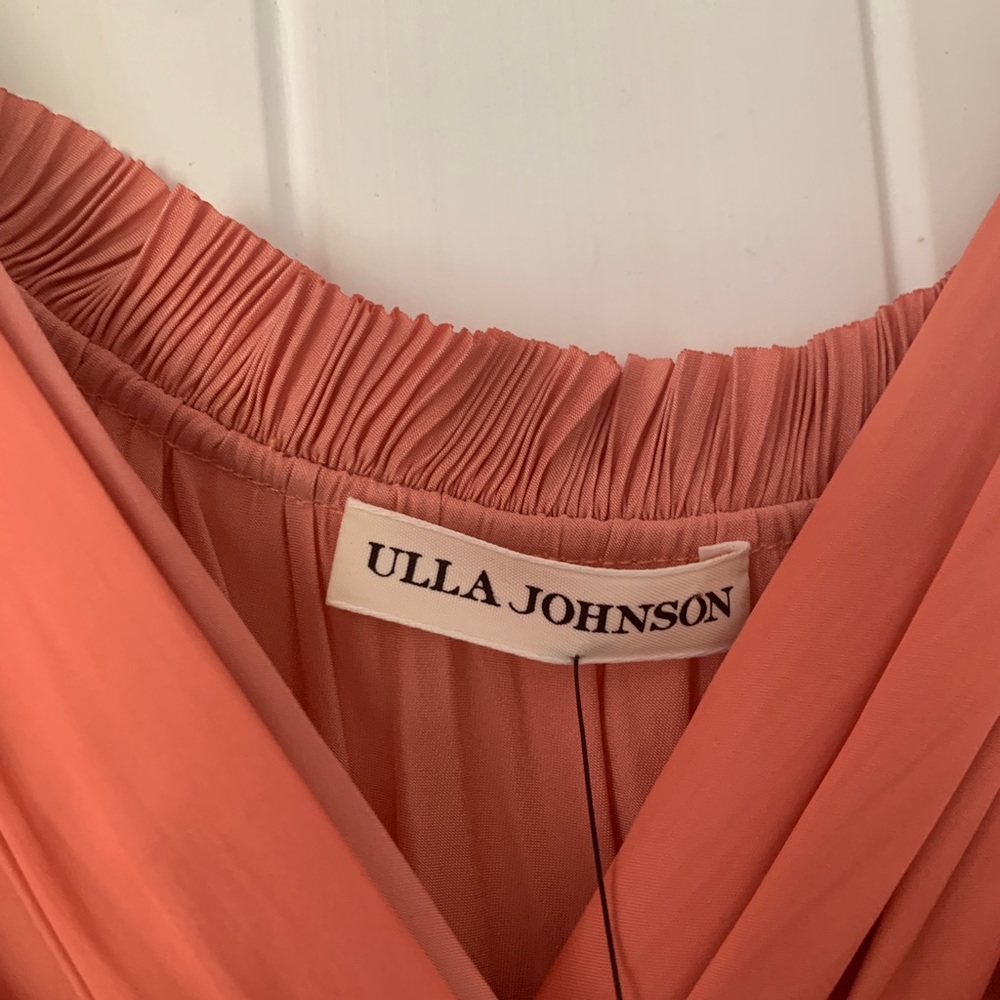 Ulla Johnson coral silk spaghetti strap dress